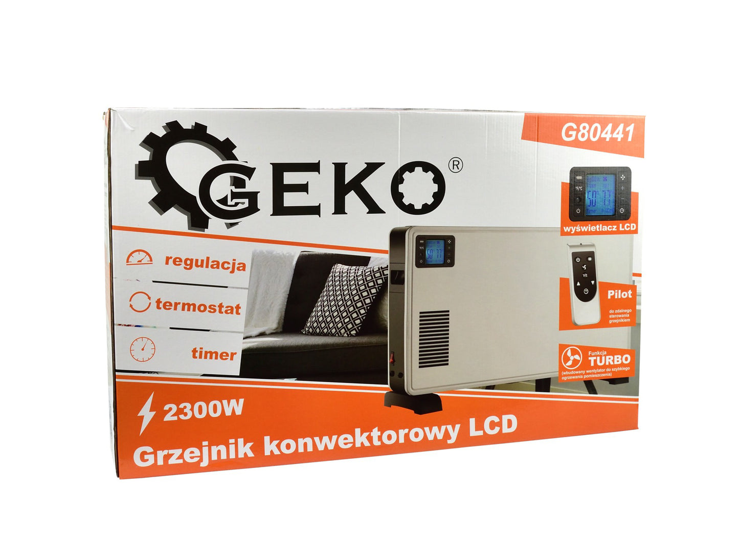 Incalzitor cu convector LCD cu telecomanda, Geko G80441