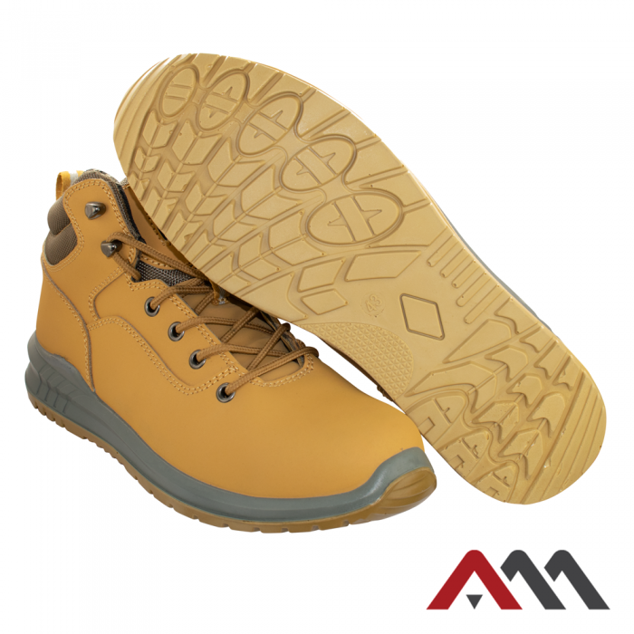 Bocanci de lucru pentru protectie cu bombeu metalic, marimea 43, ArtMas, CAMEL