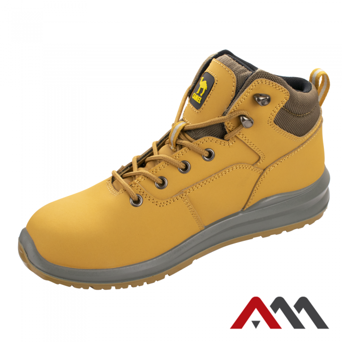 Bocanci de lucru pentru protectie cu bombeu metalic, marimea 43, ArtMas, CAMEL