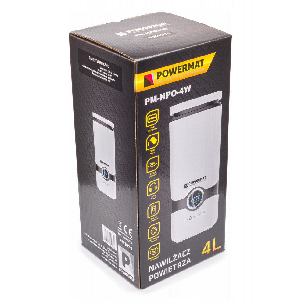 Umidificator de aer cu ultrasunete, difuzor 28W 4L  Powermat PM-NPO-4W