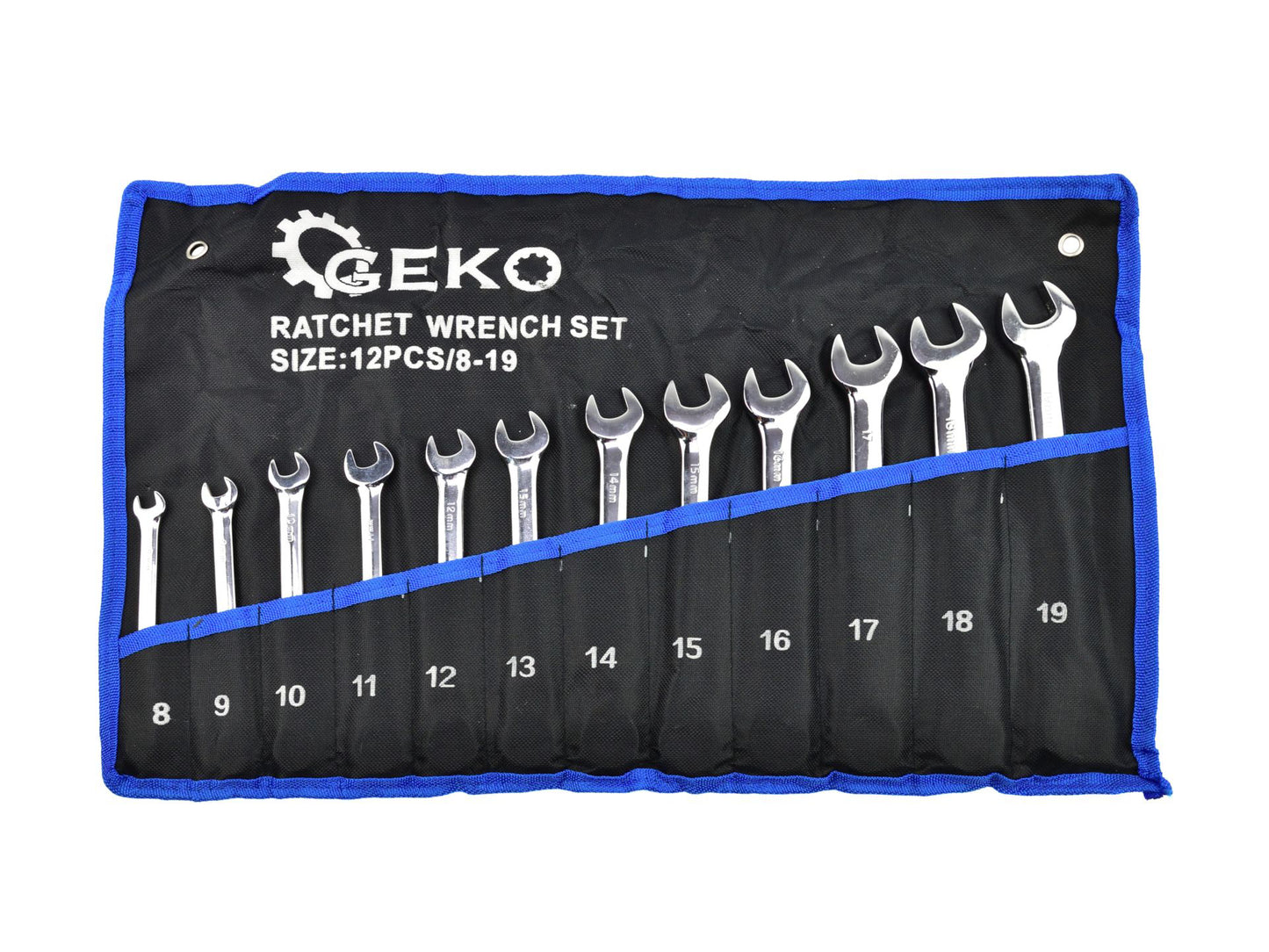Set 12 chei combinate cu clichet 8-19 mm, Geko G10343