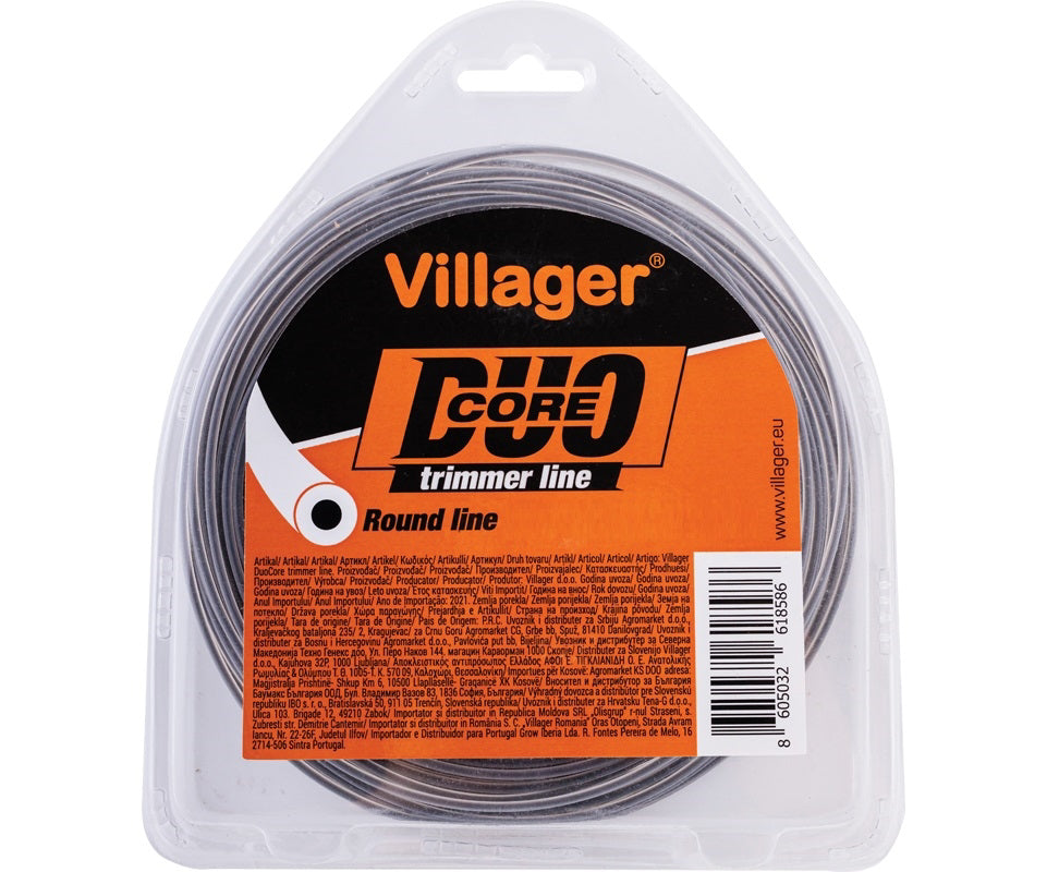 Fir rotund nailon pentru trimmer 2.4mm X 15m Duo Core, Villager VL068379