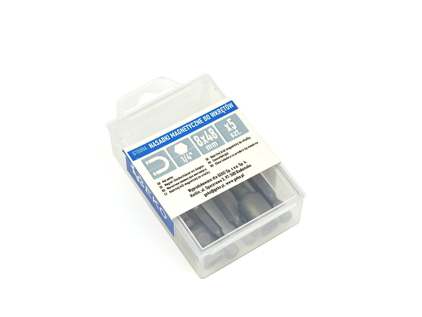 Set 5 adaptori magnetici pentru surubelnita, 8mmx48mm 1/4 ", Geko G15006