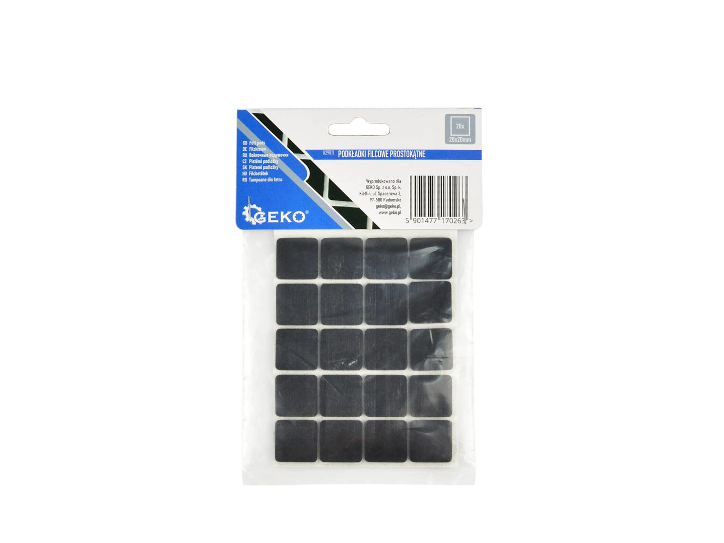 Set protectie pasla autoadeziva, 20 x 20 mm, 20 elemente, Geko G29811