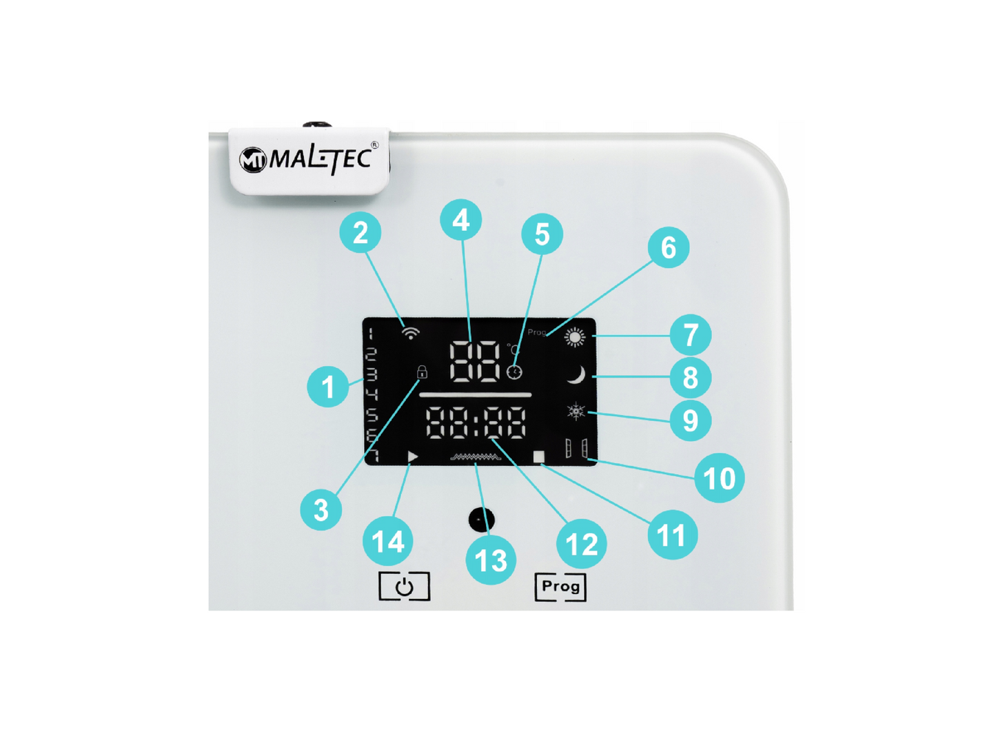Convector electric de sticla CH5000WW, 2000 W, control Wi-Fi, telecomanda, LED, MalTec 109329