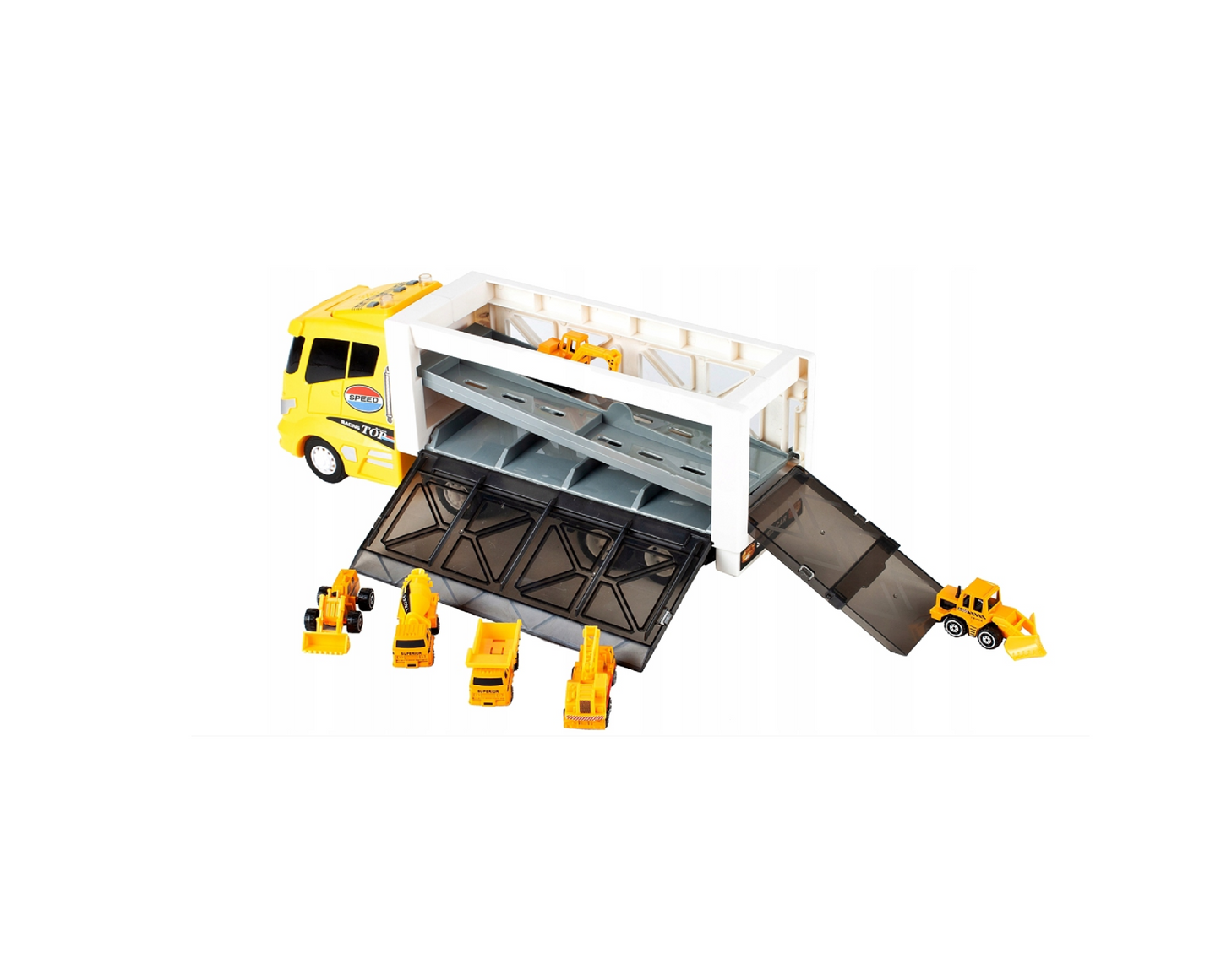 Set camion cu remorca, 6 vehicule, MalPlay 108433