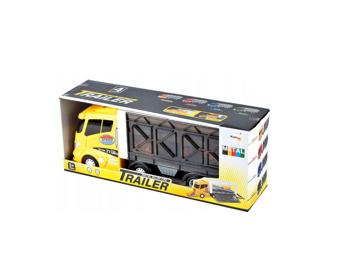 Set camion cu remorca, 6 vehicule, MalPlay 108433