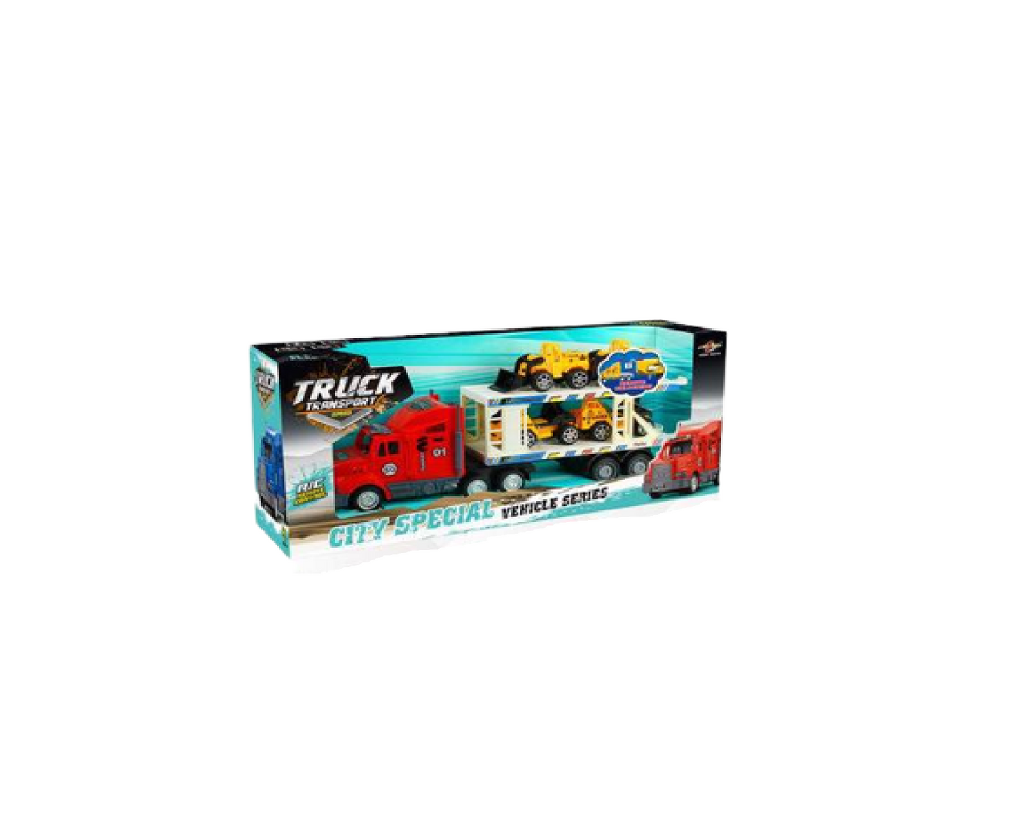 Set camion cu 4 vehicule de constructii, MalPlay 109866