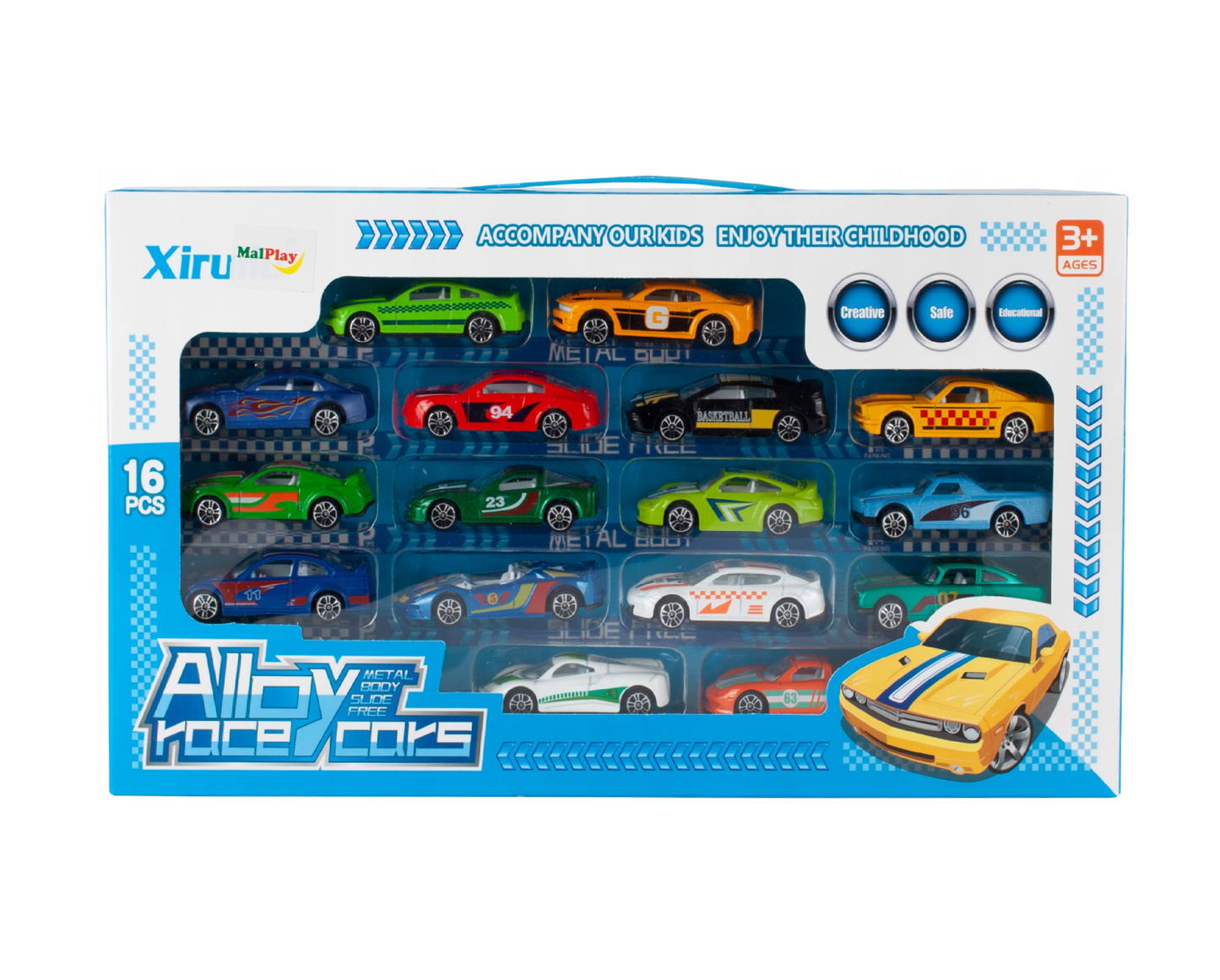Set 16 masinute metalice, 1:64,  MalPlay 108444