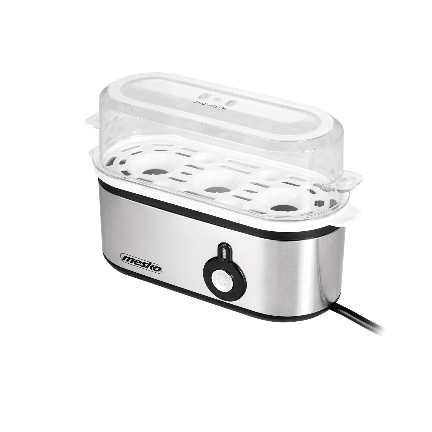 Aparat de fiert oua, compartiment pentru 3 oua, 350 W, argintiu, Mesko MS4485
