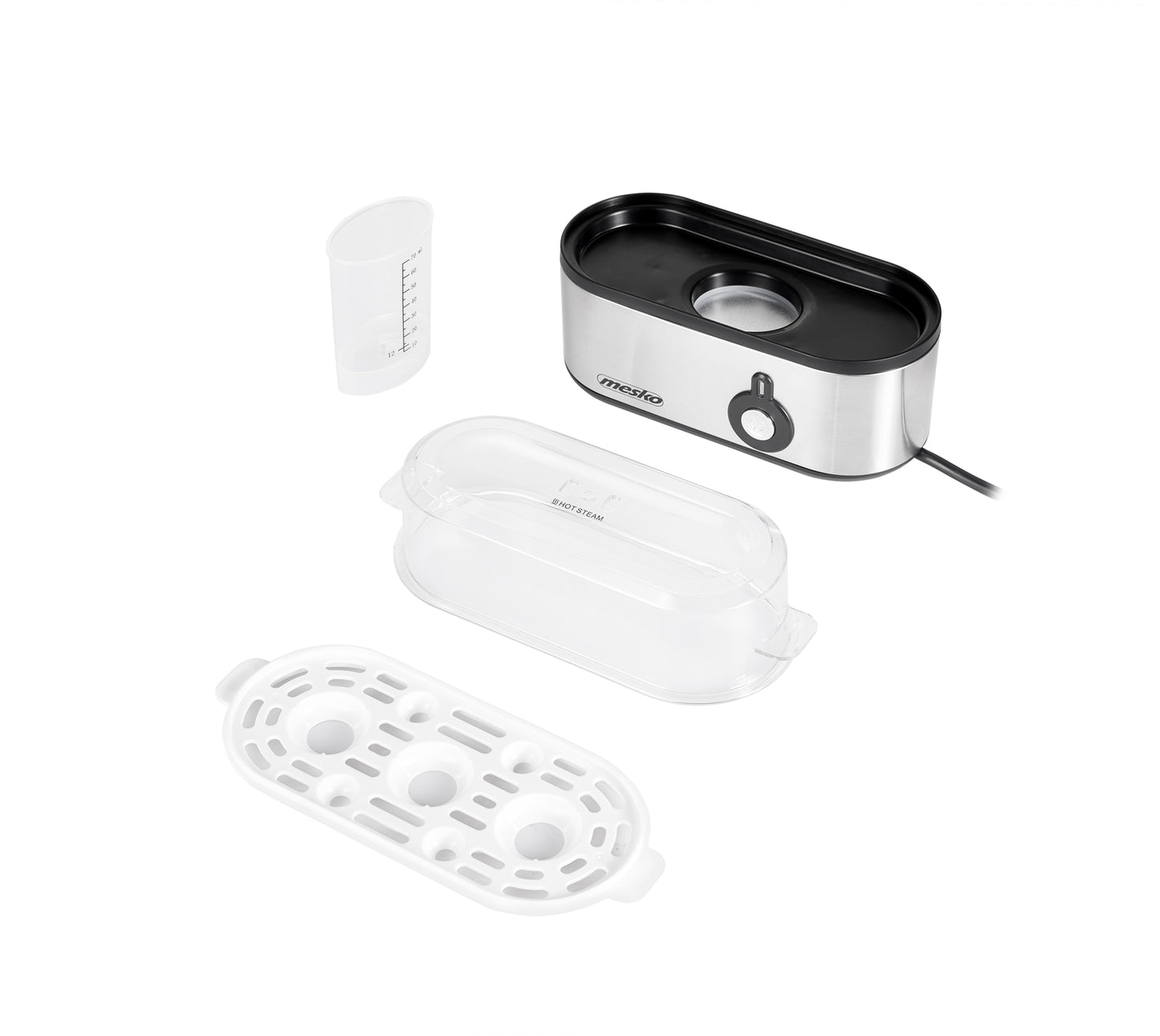 Aparat de fiert oua, compartiment pentru 3 oua, 350 W, argintiu, Mesko MS4485