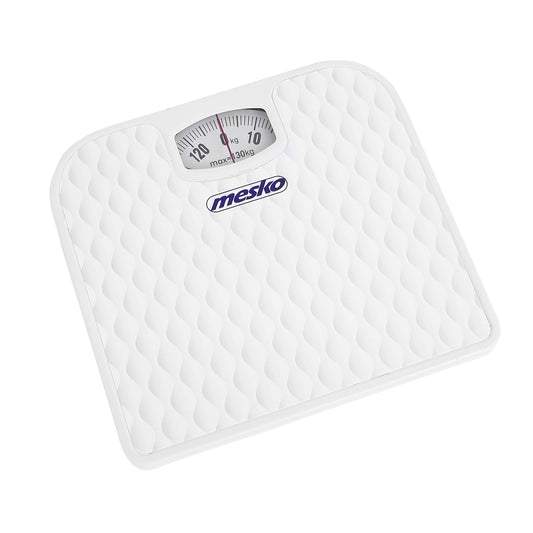 Cantar mecanic de baie, maxim 130 kg, alb, Mesko MS8160