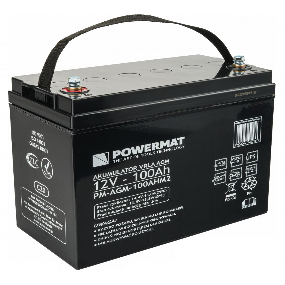 Acumulator plumb-acid PM-AGM-100AHM2, Powermat PM1202