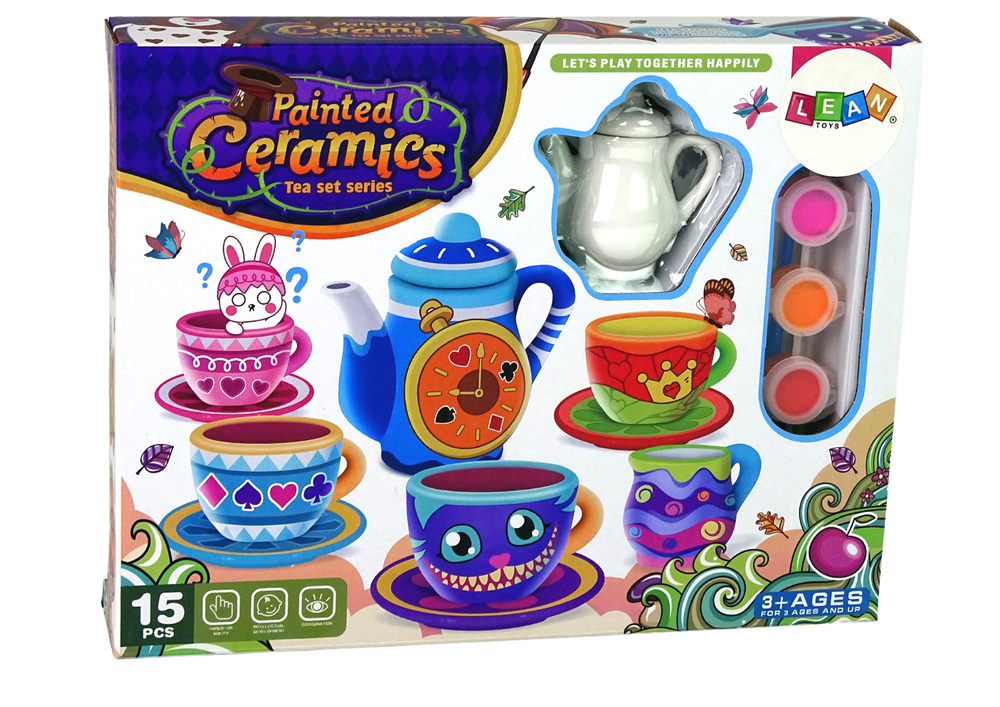 Set ceai creativ din portelan pentru pictura, 8 elemente, Lean 10771