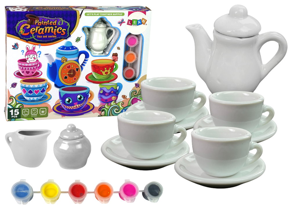 Set ceai creativ din portelan pentru pictura, 8 elemente, Lean 10771