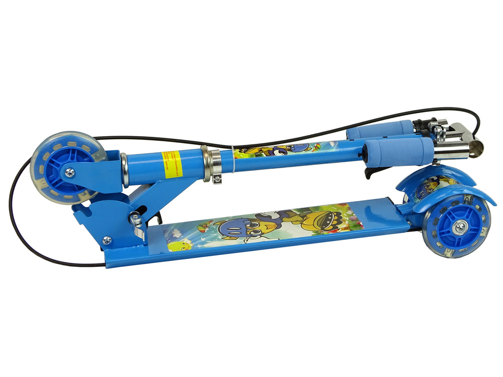 Trotineta cu roti luminoase LED, frana de mana, albastru, Lean 11917