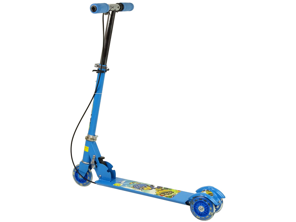 Trotineta cu roti luminoase LED, frana de mana, albastru, Lean 11917