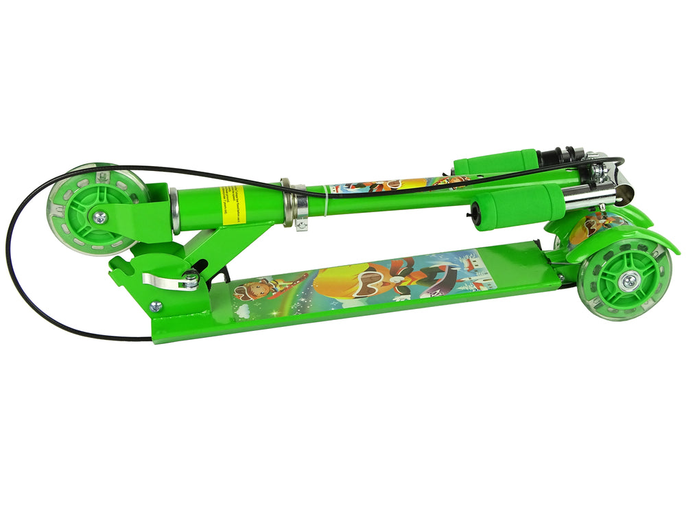Trotineta cu roti luminoase LED, frana de mana, verde, Lean 11918