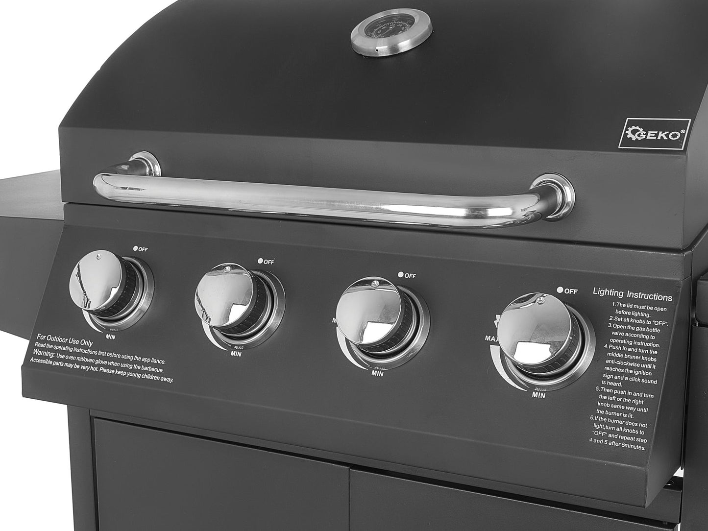 Gratar pe gaz cu 5 arzatoare, 14.5 kW, Geko G80516