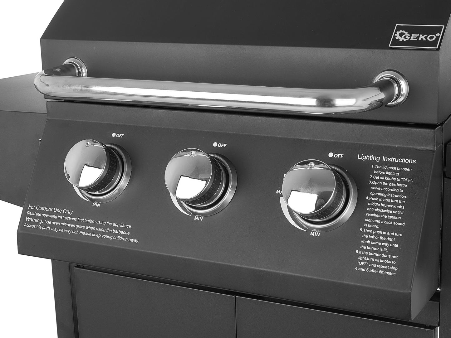 Gratar pe gaz cu 4 arzatoare, 11.6 kW, Geko G80515