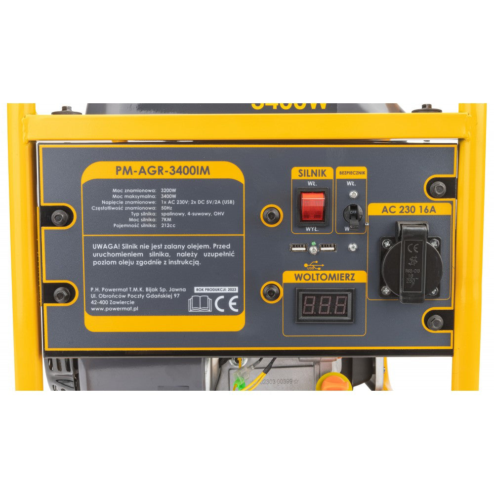 Generator de curent tip invertor PM-AGR-3400IM, 3400 W, Powermat PM1229
