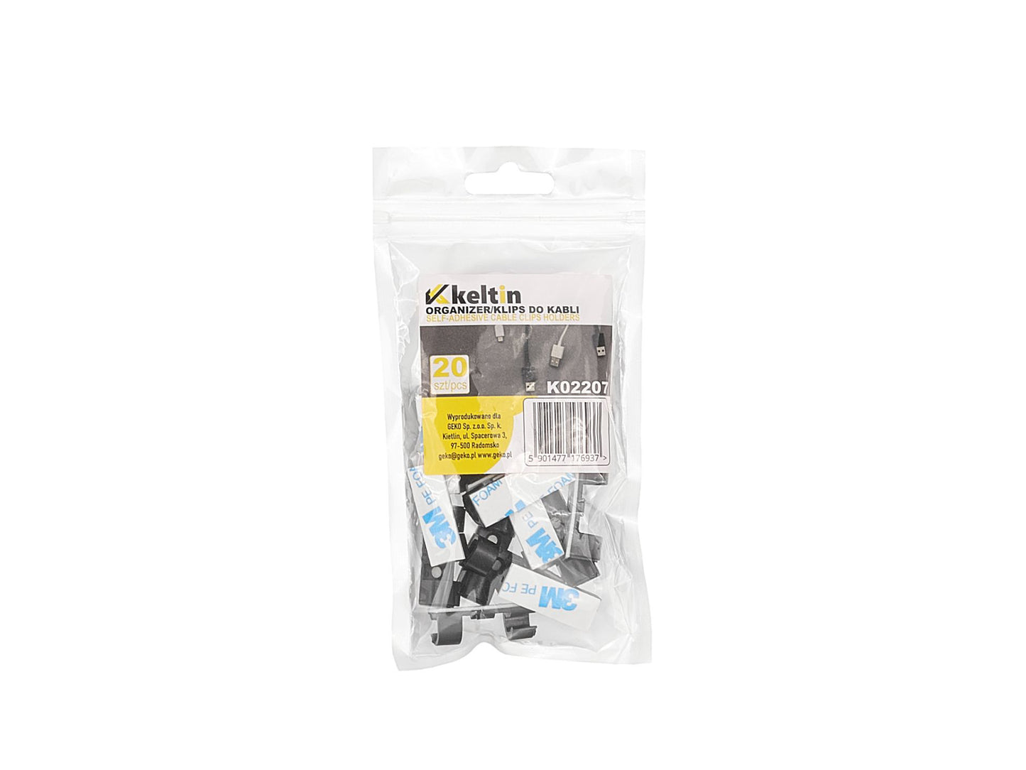Organizator pentru cabluri, 30 x 10 mm, 20 elemente, Keltin K02207