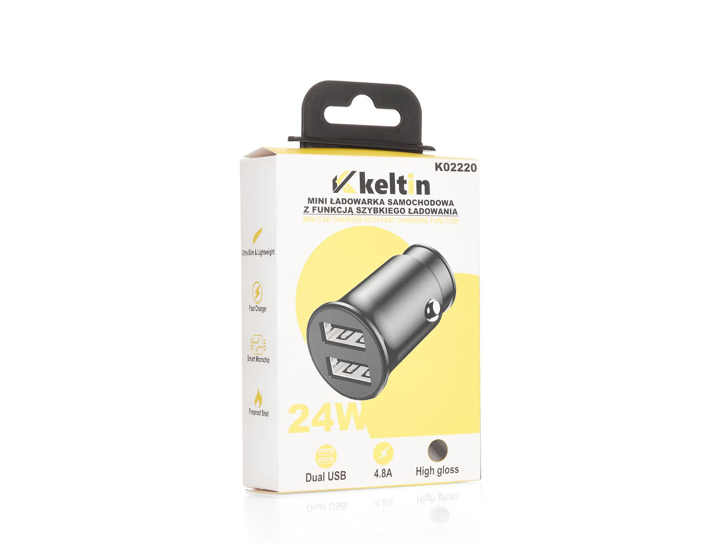 Mini incarcator auto cu functie de incarcare rapida, 24 W, 4.8 A, Keltin K02220
