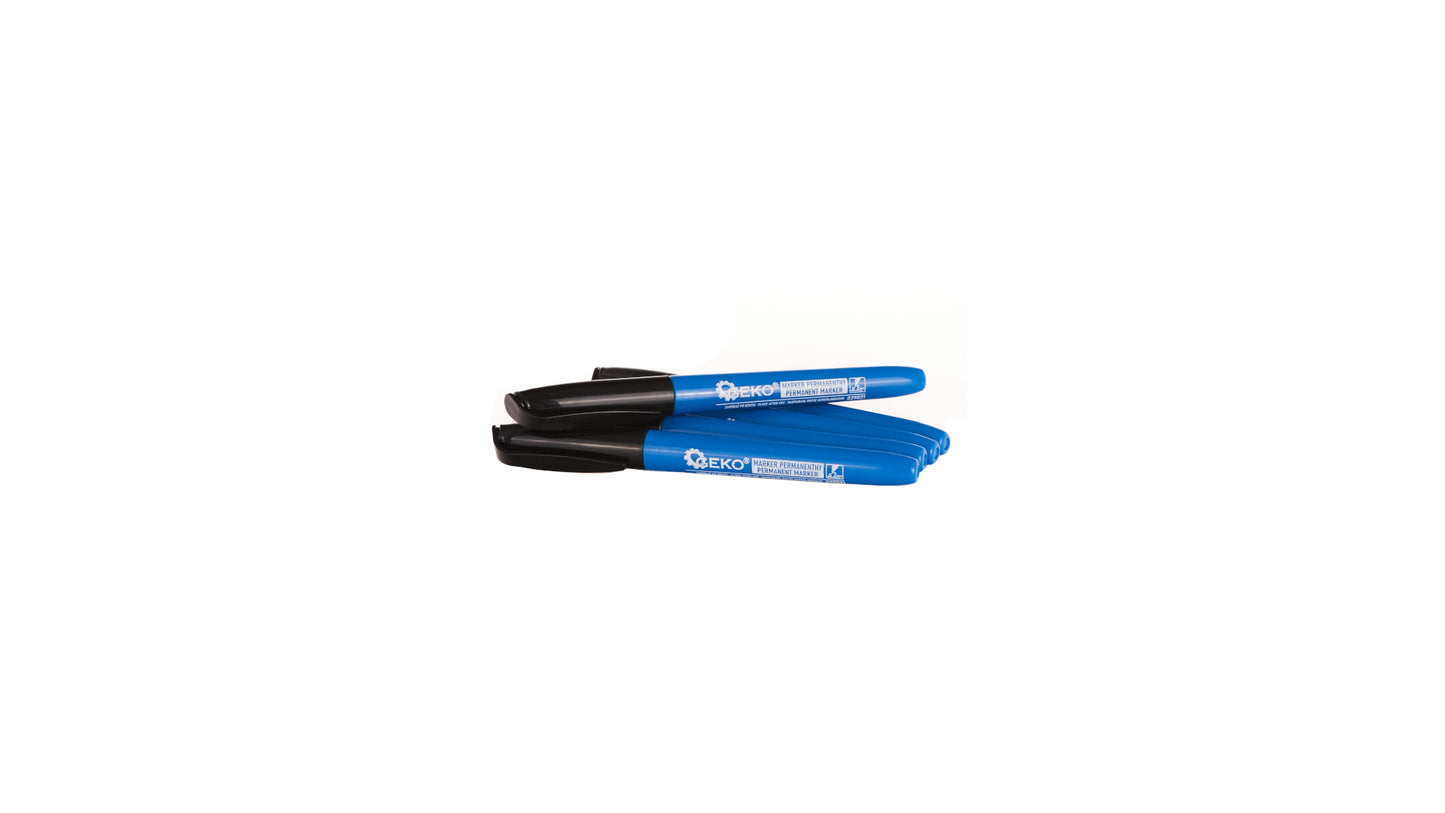 Set markere permanente subtiri pentru constructii, negru, 2 mm, Geko G29021