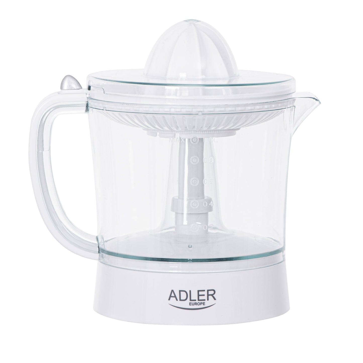 Storcator de citrice, 60 W, 1 l, 2 conuri, Functie de pornire/oprire automata, Alb, Adler AD4009