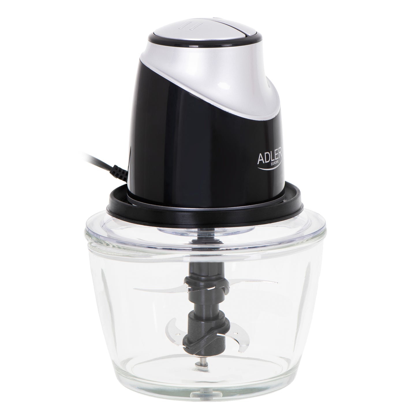 Tocator electric de legume, 2 trepte, sticla, 1.2 l, negru, Adler AD4082