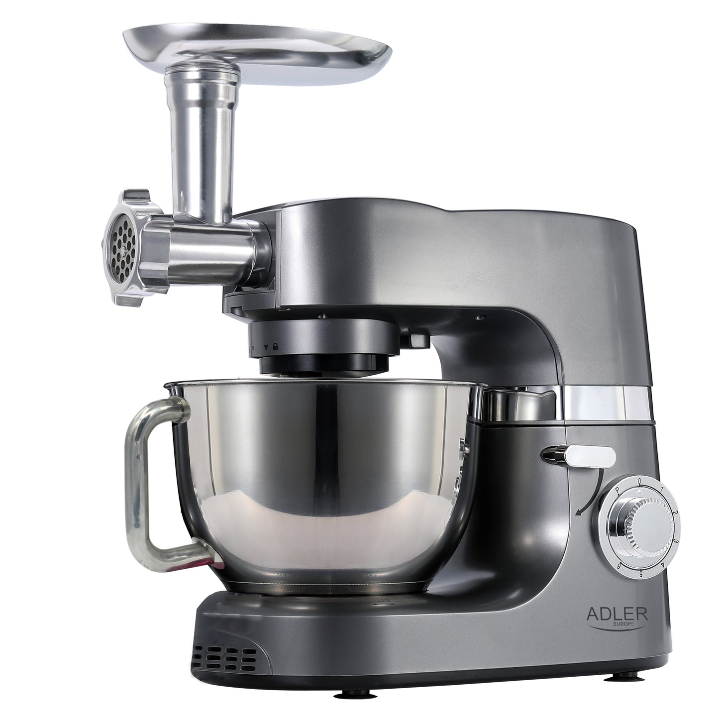 Robot de bucatarie planetar XXL 4 in 1, 2200 W, capacitate 7 l, mod Pulse, 4 functii, inox, Adler AD4221