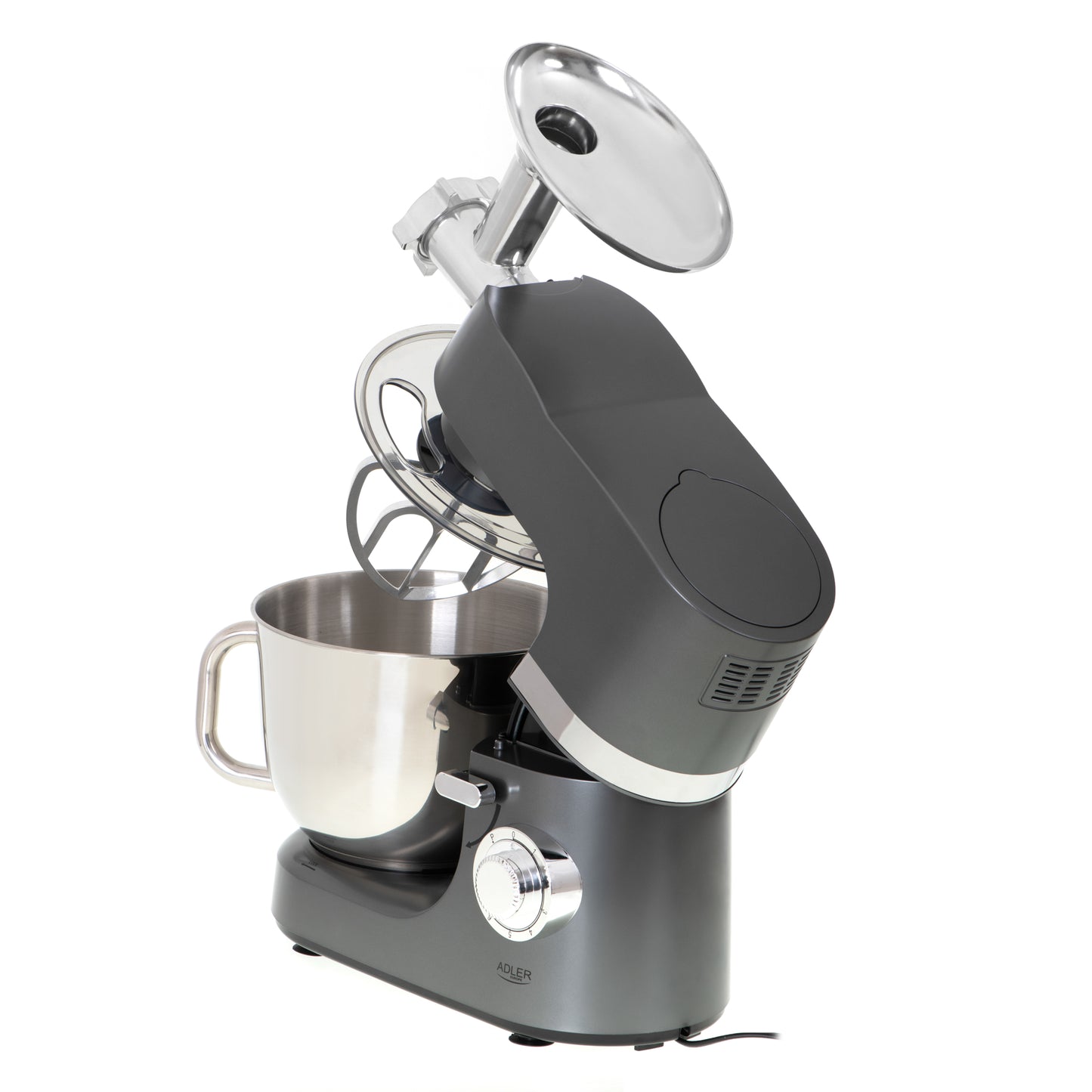 Robot de bucatarie planetar XXL 4 in 1, 2200 W, capacitate 7 l, mod Pulse, 4 functii, inox, Adler AD4221