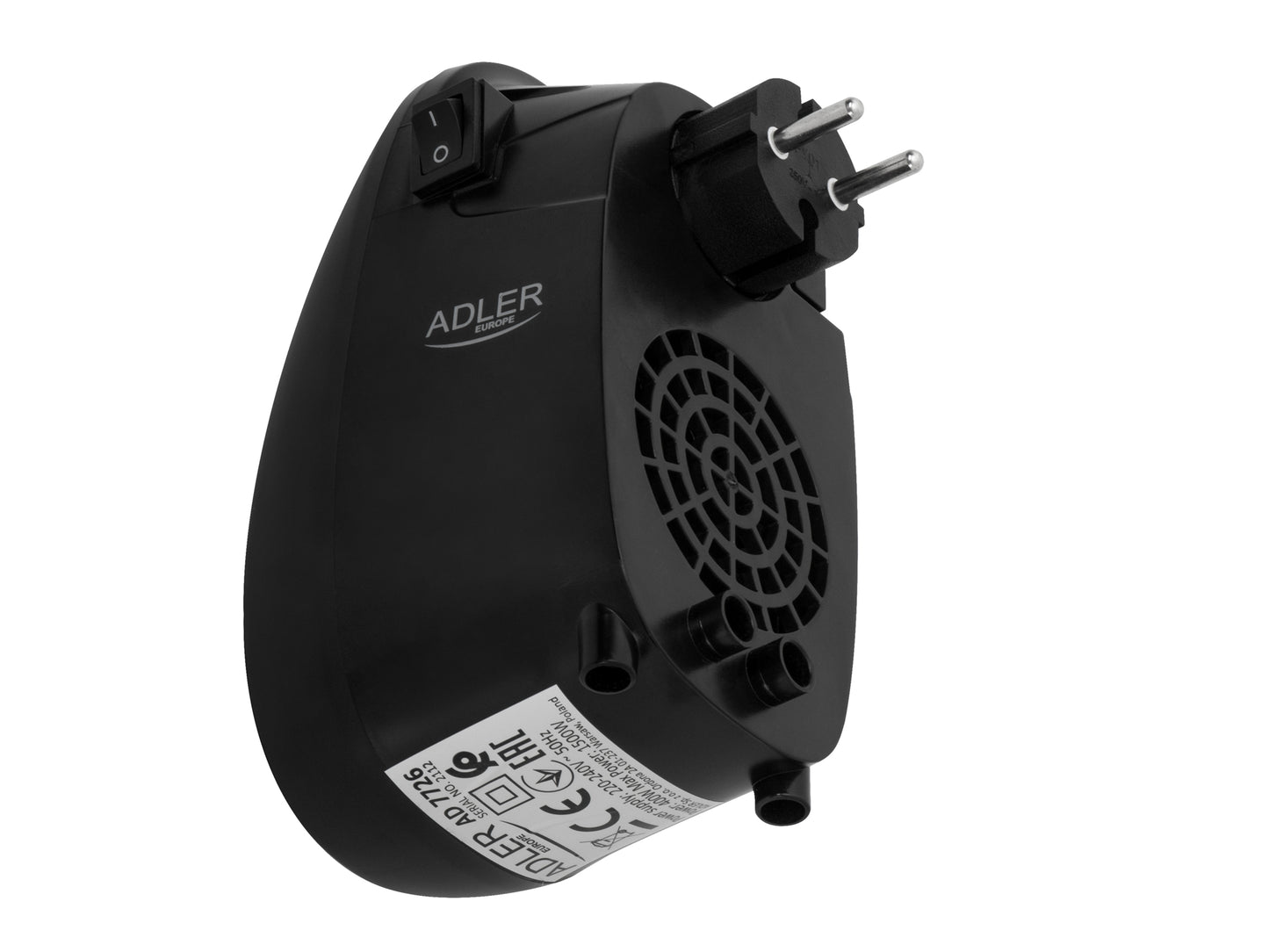 Mini aeroterma, 2 trepte de viteza, LCD, temporizator, 1500 W, negru, Adler AD7726