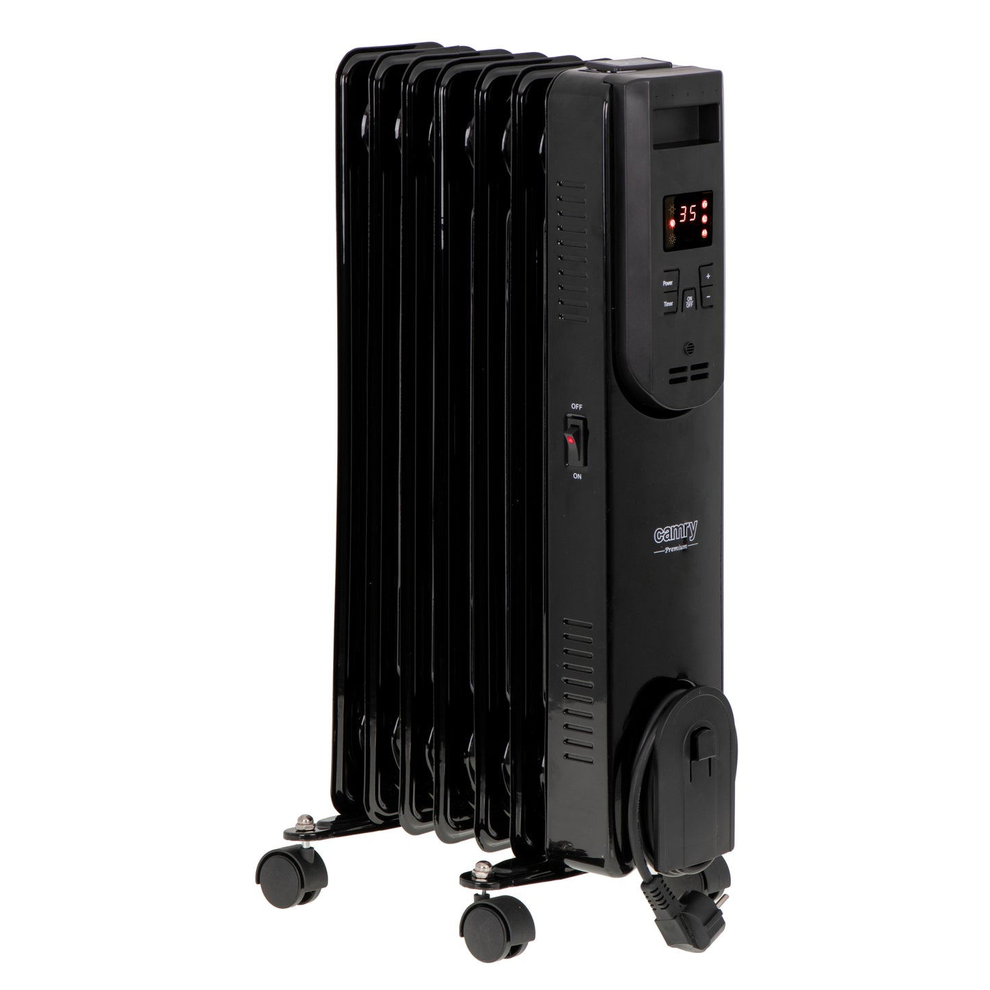 Calorifer electric cu ulei, 1500 W, 7 elementi, telecomanda, display LED, negru, Camry CR7812