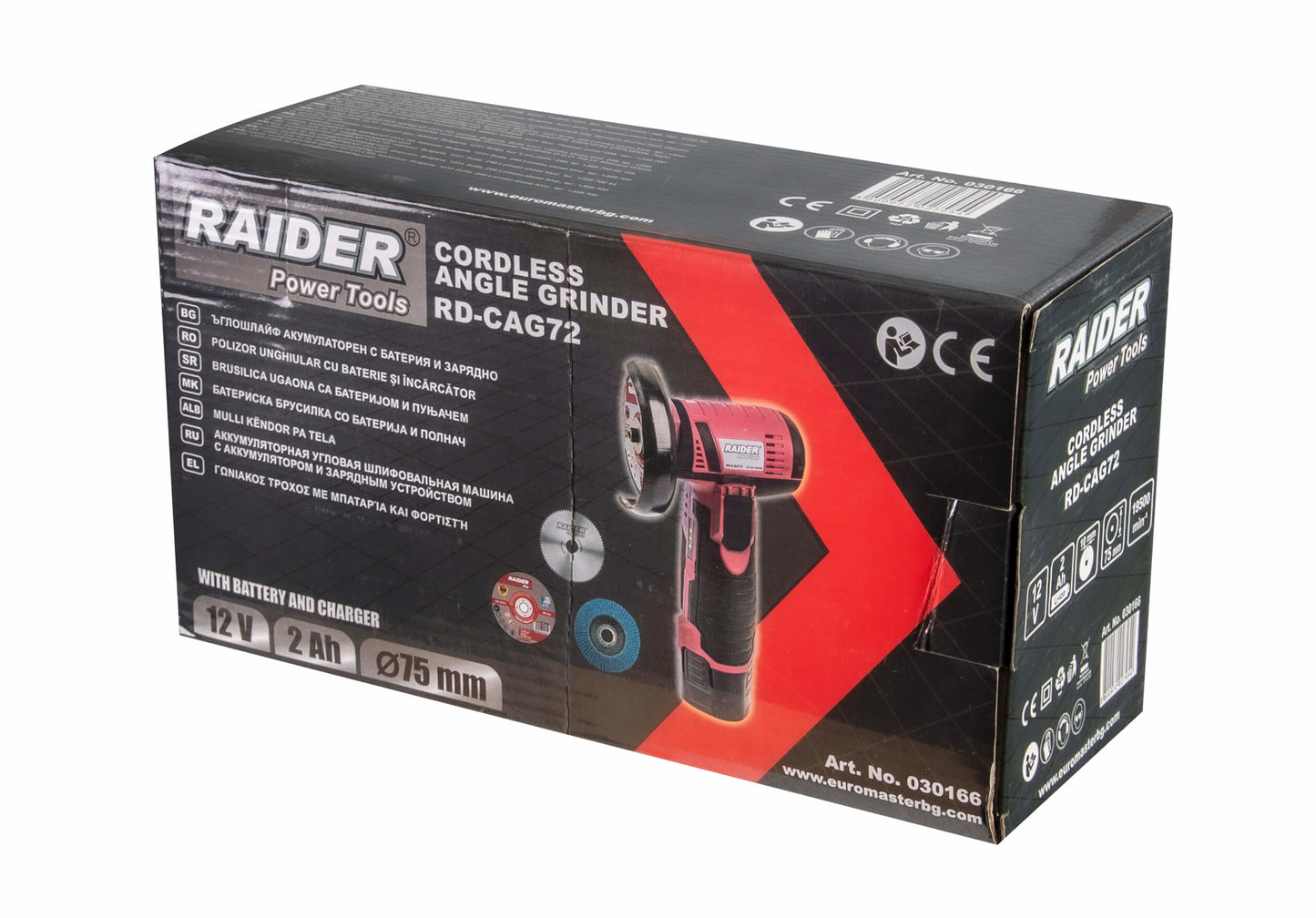 Polizor unghiular cu acumulator RD-CAG72, 2 Ah, 12 V, 75 X 10 mm, Raider 030166