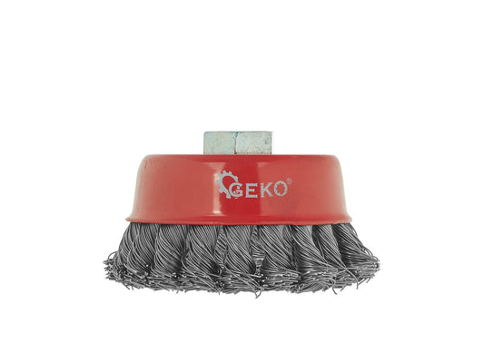 Perie cupa din sarma pentru slefuit, 85 mm, prindere M14, Geko G00594-1
