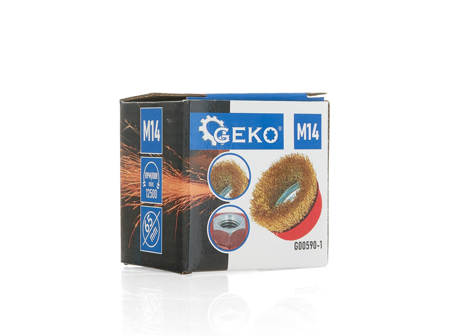 Perie cupa din sarma de otel pentru slefuit cu tija, 65 mm, Geko G00590-1
