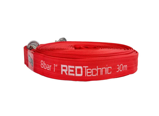 Furtun tip pompier cu conector rapid, 1", 30 m, 8 bar, Red Technic RTWS0066