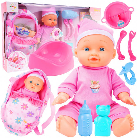 Set papusa bebelus interactiv cu accesorii, 26 cm, MalPlay 110434
