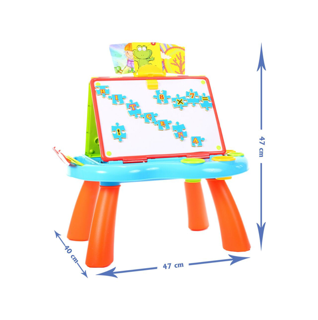 Centru de activitati pentru copii, masa si tabla de scris dubla, 47 cm, MalPlay 100155