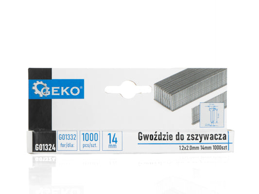 Set cuie pentru capsator, 1.2 x 2.0 mm 14 mm, 1000 elemente, Geko G01324