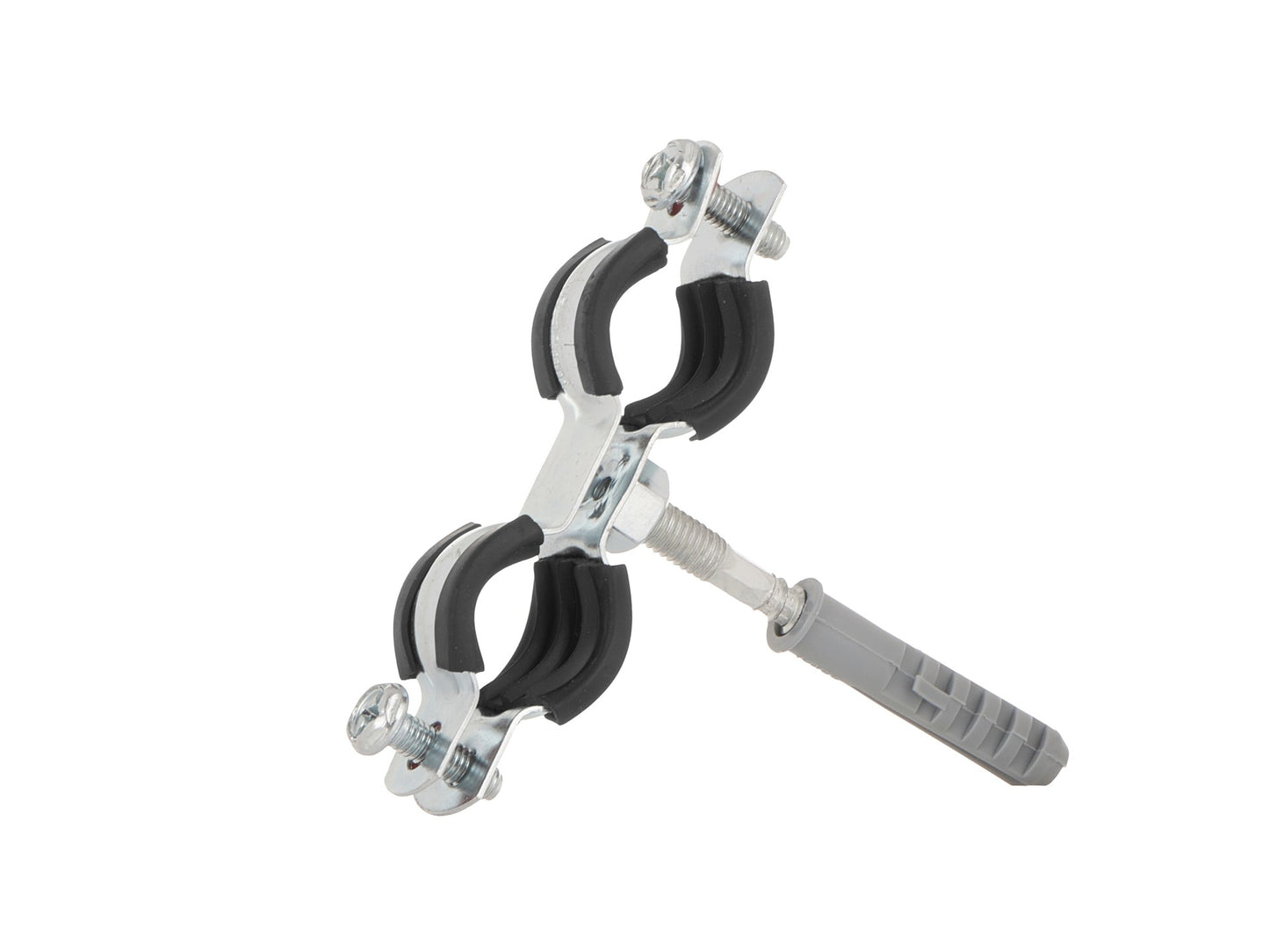 Clema metalica dubla cu cauciuc pentru fixare tevi in perete, 1 / 2", 20-25 mm, Geko G17281