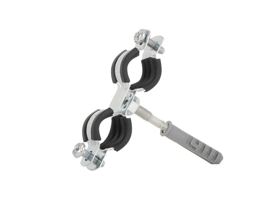 Clema metalica dubla cu cauciuc pentru fixare tevi in perete, 1 / 2", 20-25 mm, Geko G17281