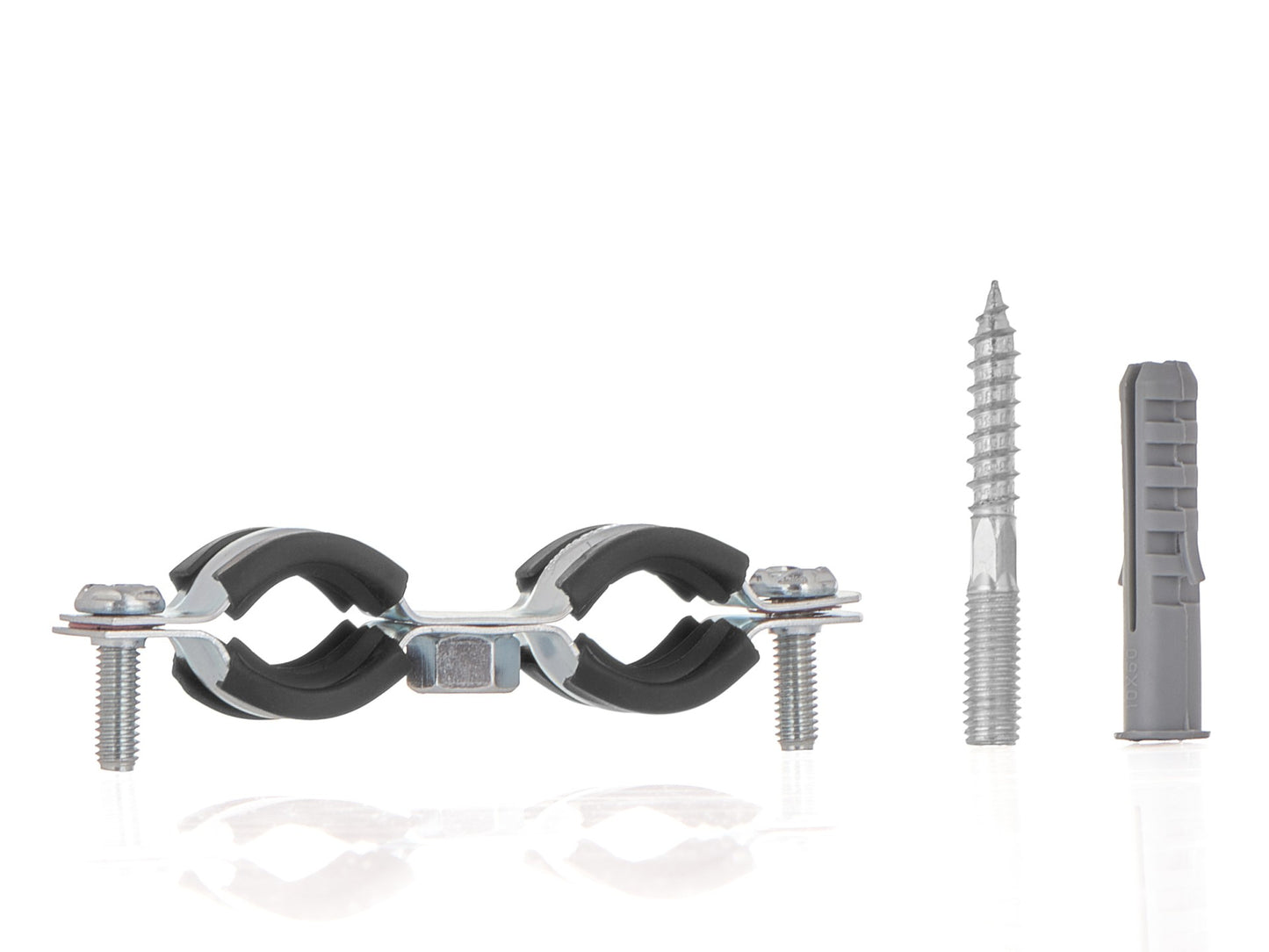 Clema metalica dubla cu cauciuc pentru fixare tevi in perete, 1 / 2", 20-25 mm, Geko G17281