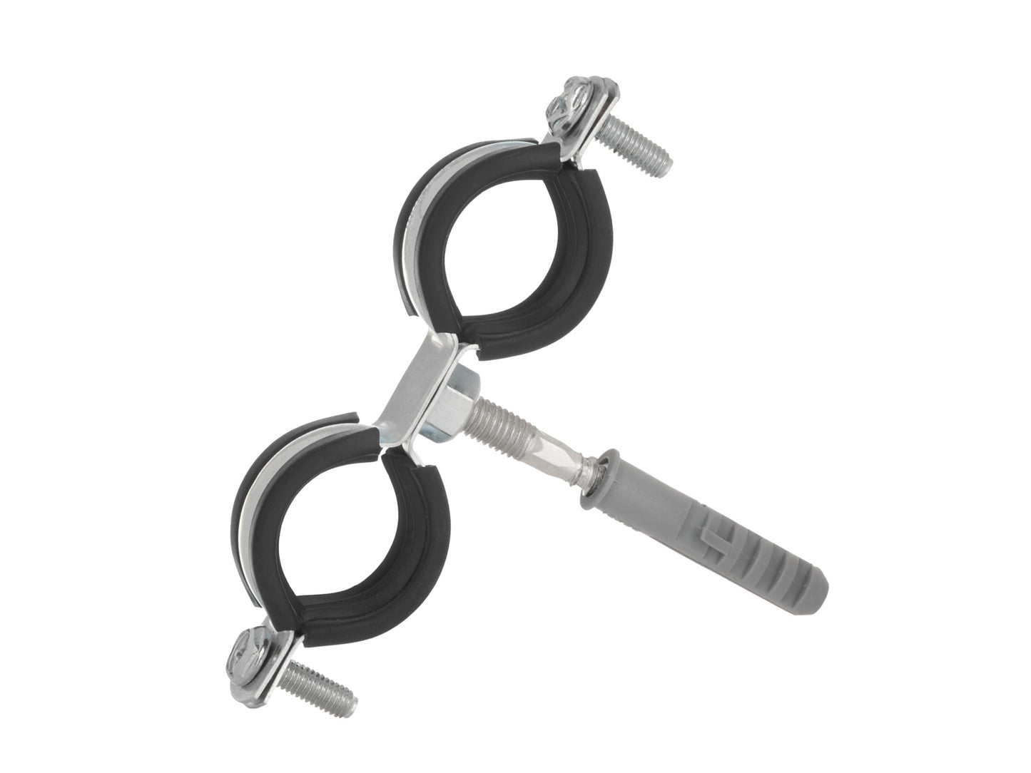Clema metalica dubla cu cauciuc pentru fixare tevi in perete, 3 / 4", 26-30 mm, Geko G17282
