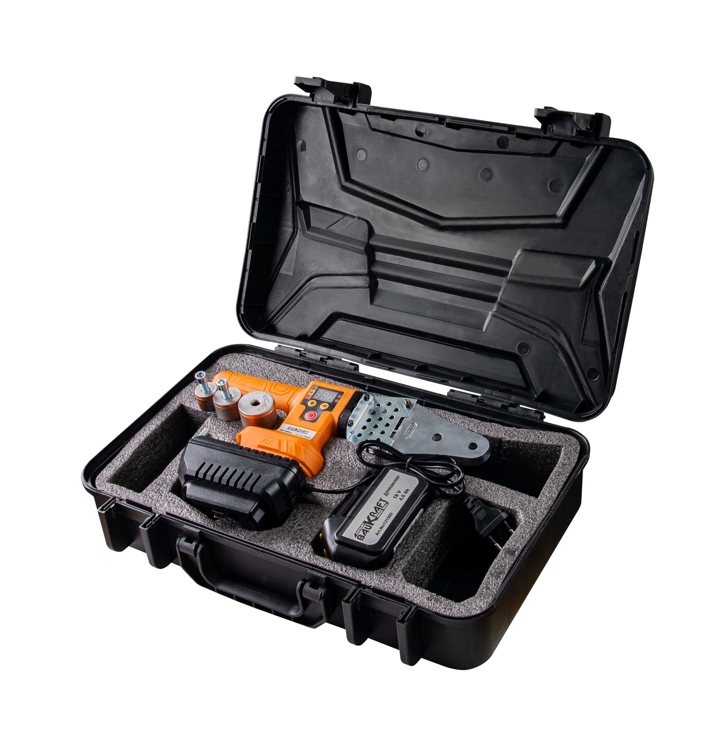 Aparat de sudat tevi PP cu acumulator BMC BK-PW04, 18 V, 4 Ah, 4 Ah, 3 capete, Ø20-32 mm, Baukraft 050604
