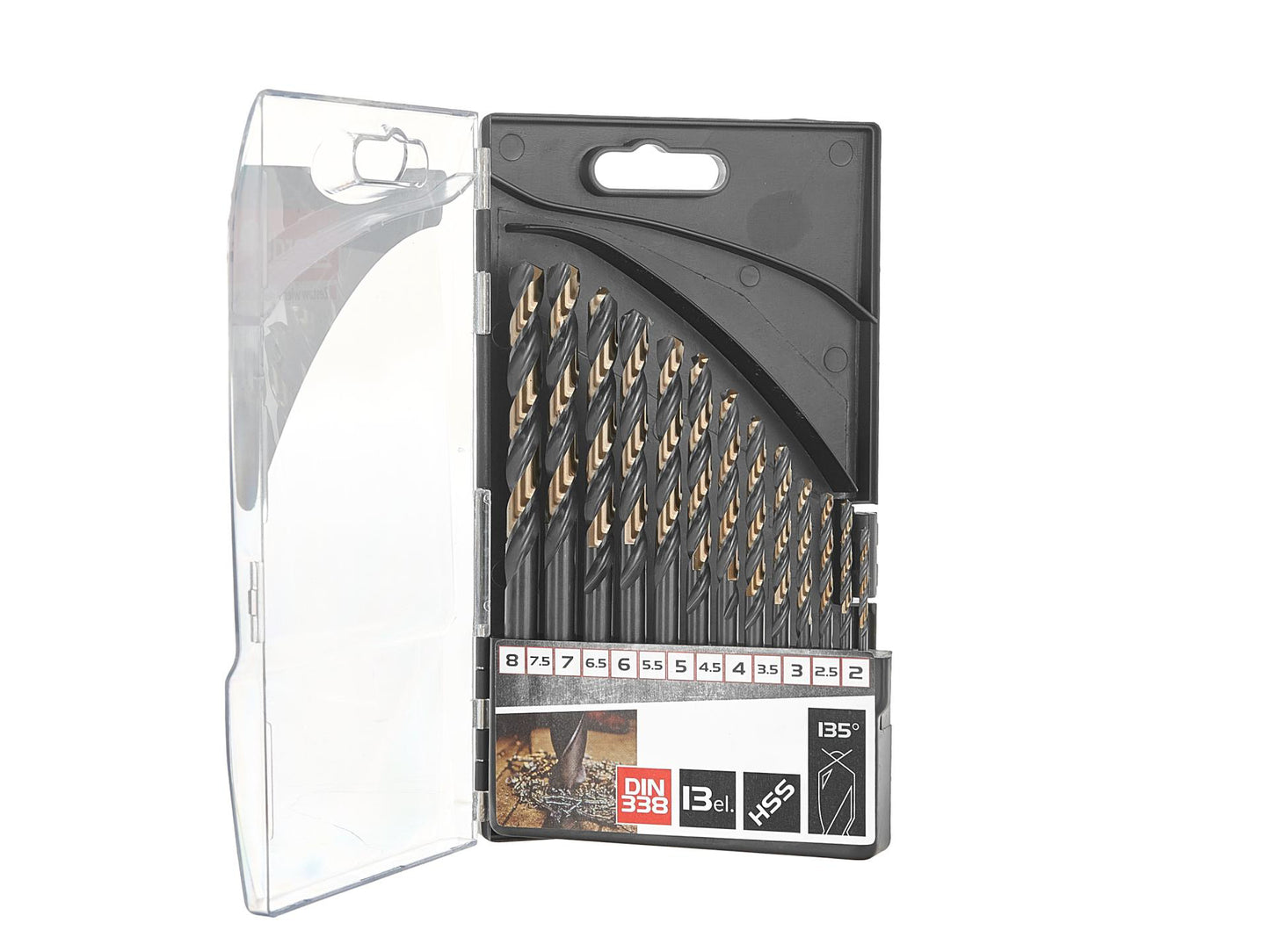 Set burghie pentru metal HSS, 2.0 - 8.0 mm, 13 elemente, Tvardy T02000