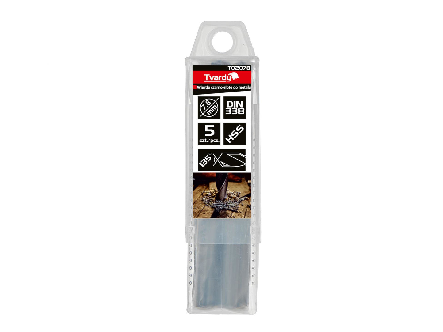 Set burghie HSS pentru metal, 7.80 mm, 5 elemente, Tvardy T02078