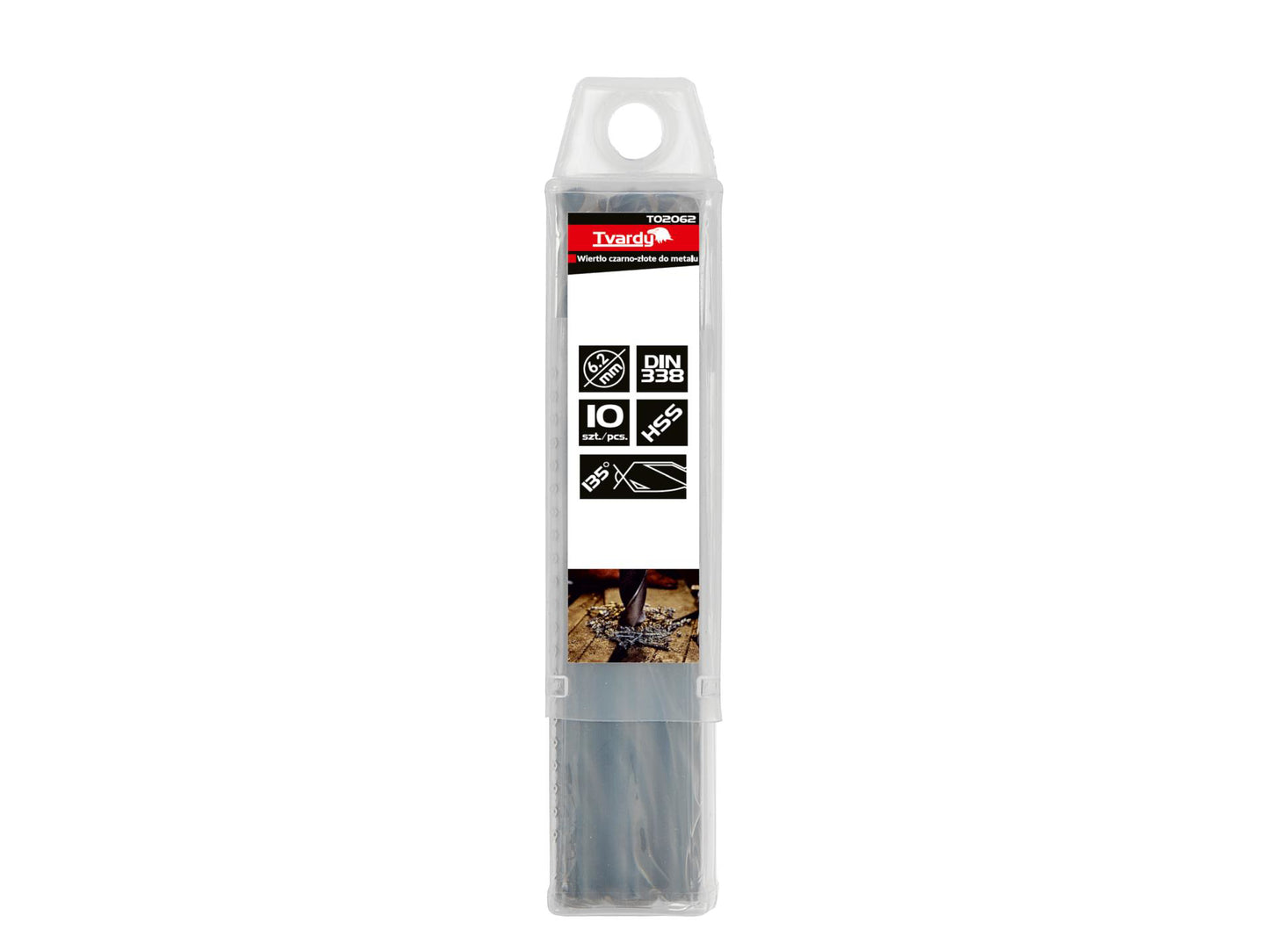 Set de 10 burghie de metal HSS de 6.20 mm, marca Tvardy, model T02062