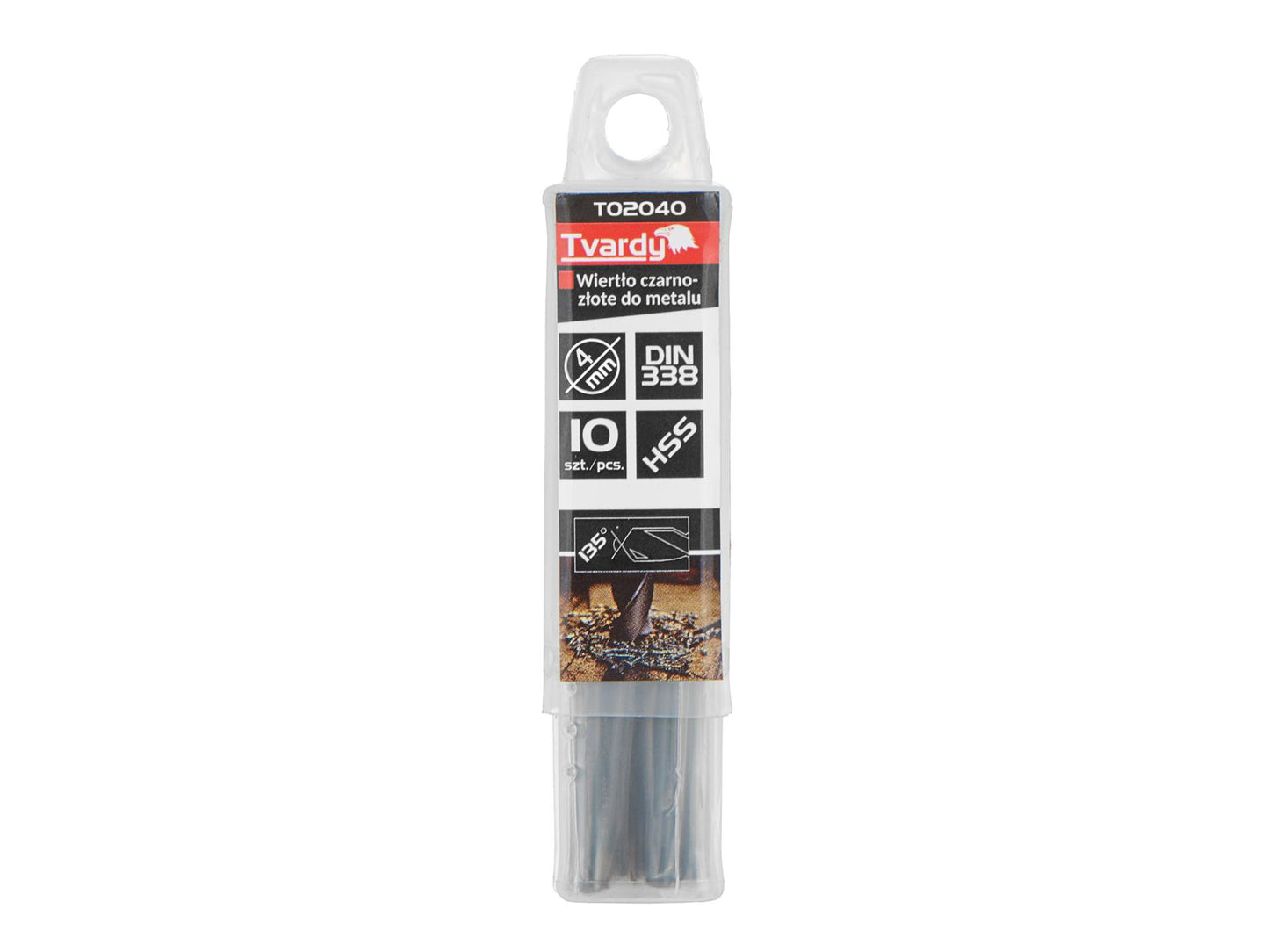 Set de 10 burghie de 4 mm pentru metal, HSS, acoperite cu TiN, marca Tvardy T02040